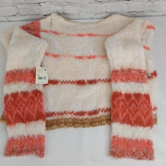 'FREE PEOPLE' 'EMERSON' ROMANC PATTERN~SLEEVE V-LINE HEATHER SWEATER - Picture 6 of 16